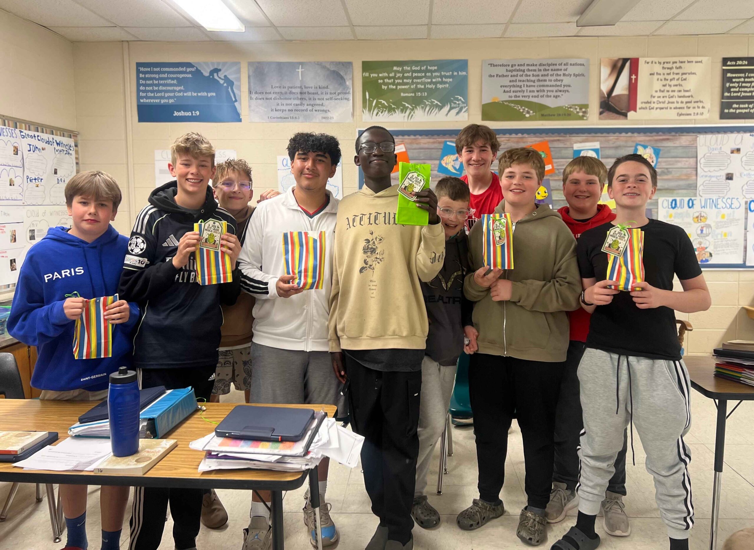 West Side Christian School middle school students collaborating
