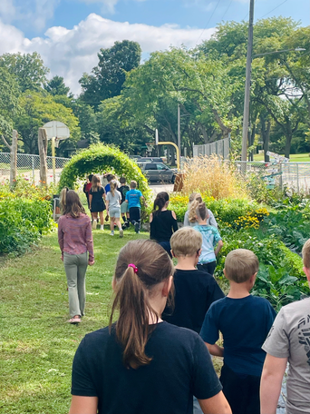 Students learning outdoors at West Side Christian School